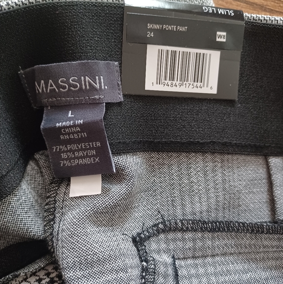 Massini slim leg skinny Ponte houndstooth plaid Ponte pant - Picture 3 of 3